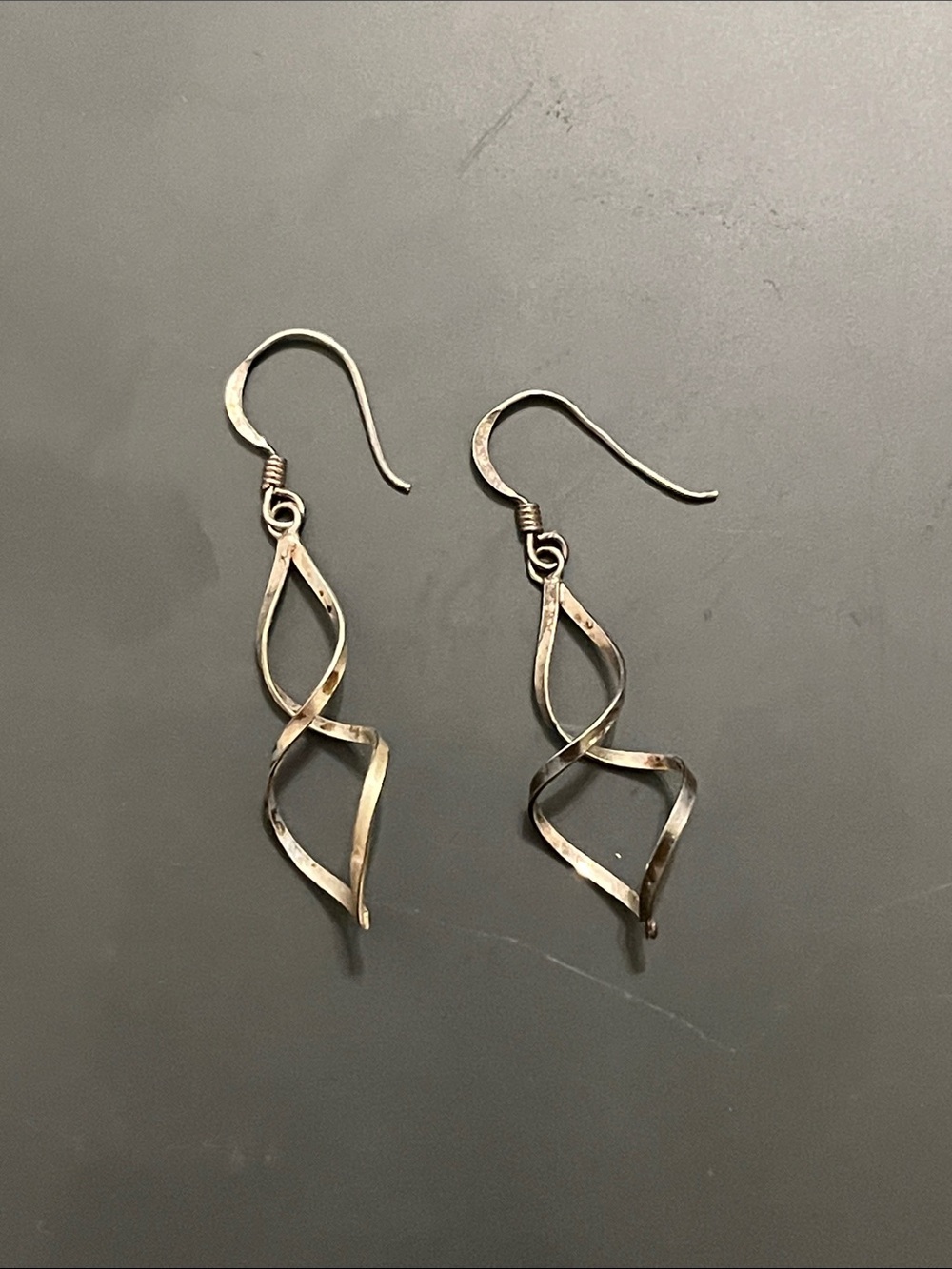 Twist Spiral Drop Earrings in Silver-Tone